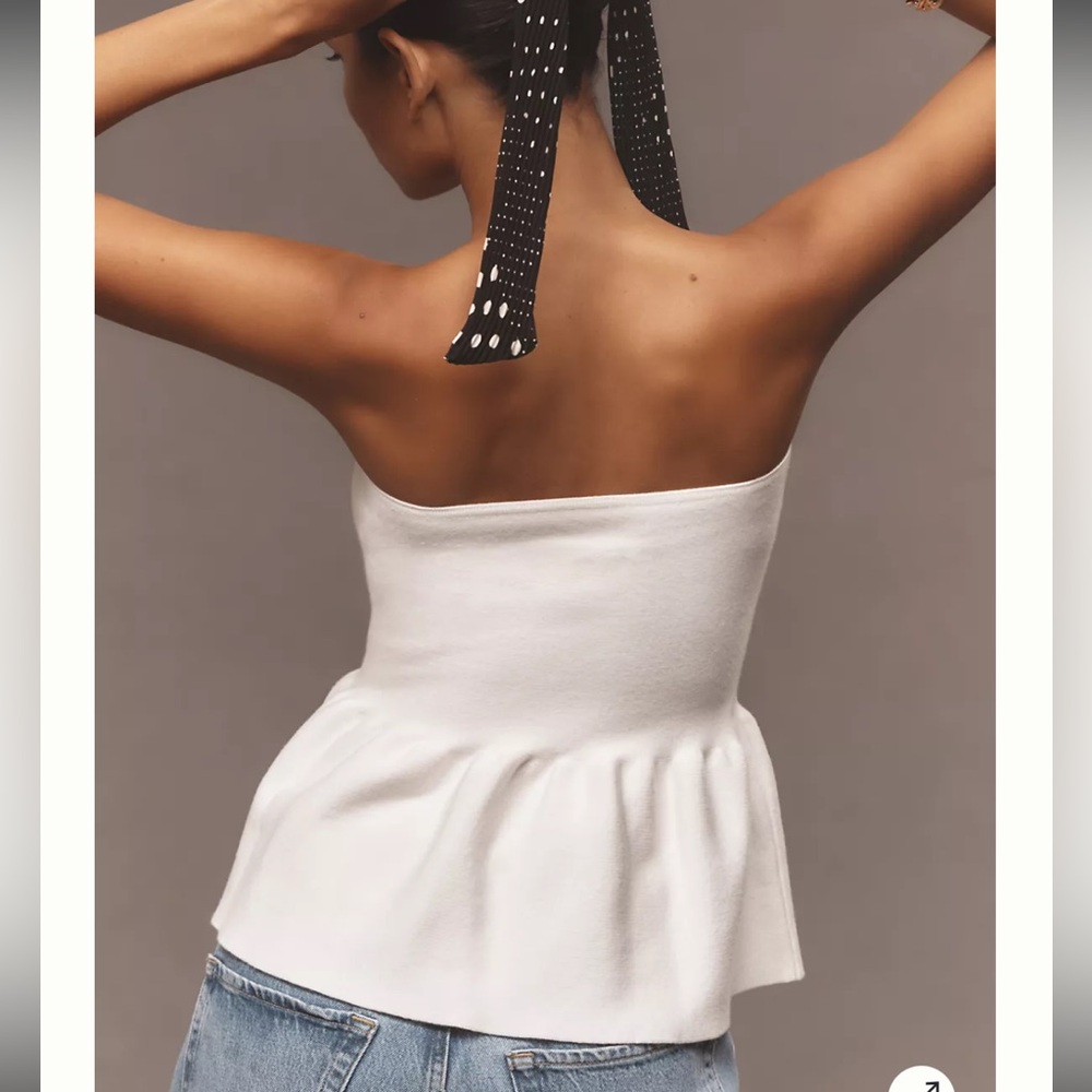 NWT Anthropologie Ivory Strapless Knit Peplum Tube top - Picture 3 of 11